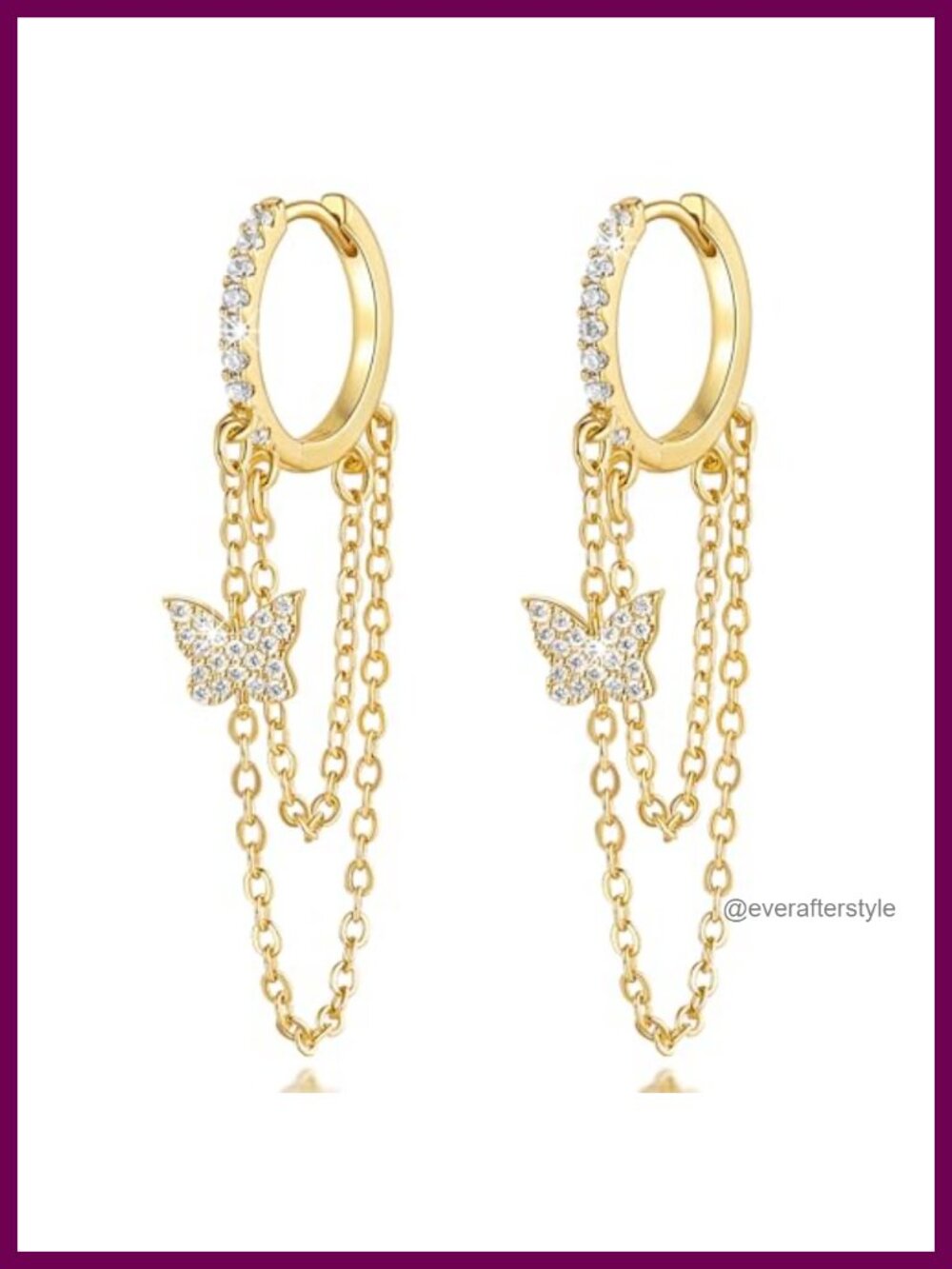 Butterfly Tassel 14k Gold Plated Drop Earrings